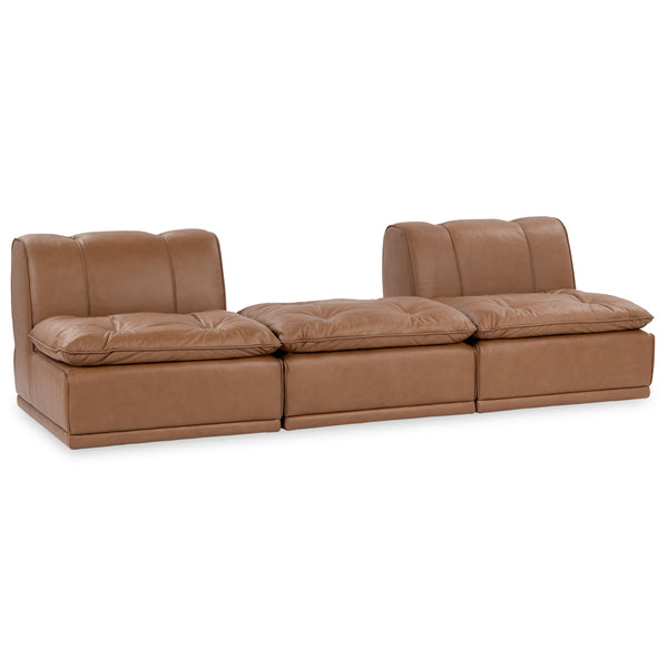 Haven Leather 3pc Modular Sofa w/ Ottoman