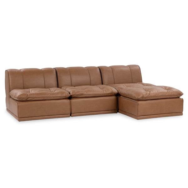 Haven Leather 4pc Modular Sofa w/ Ottoman